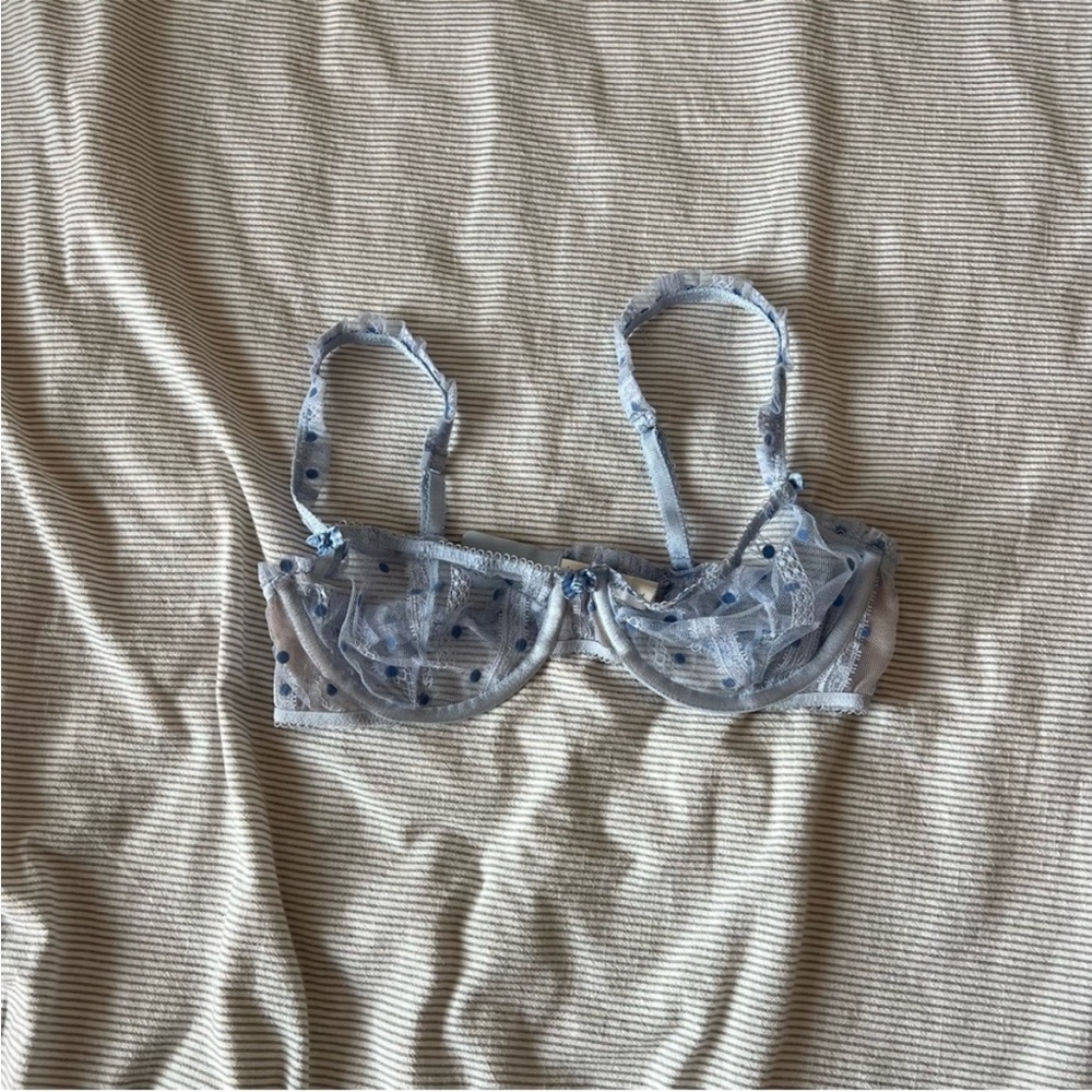 Blue Sheer Underwire Bra for Victoria Secret x For Love and Lemons.
